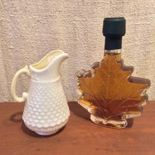 Vintage Irish Belleek Fish Scale Pattern Small Creamer Pitcher & VT Maple Syrup