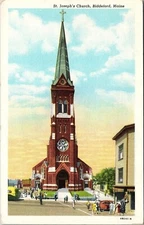 St Josephs Church Biddeford Maine Postcard Unposted