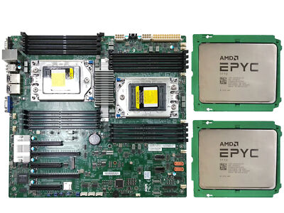 AMD epyc 7F32 x2+Supermicro H11DSI REV2.0 8 cores 16 threads 3.7ghz combo