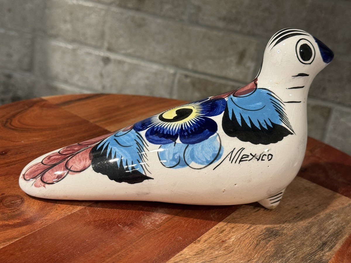 Vintage Tonala Folk Art Pottery Ceramic Mexico Hand Painted