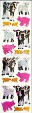 HAMBLY STUDIOS PRISMATIC STICKERS BABY FARM ANIMALS LAMB PIGLET CHICK CALF RARE 