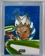 Marketplace image: 2024 Topps Chrome Star Wars Ahsoka 1/1 Full Color sketch by Debjit Kar