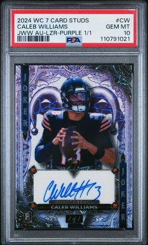 2024 WILD CARD 7 LAZERS FOIL-PURPLE 1/1 #CW CALEB WILLIAMS ROOKIE RC 1/1 PSA 10