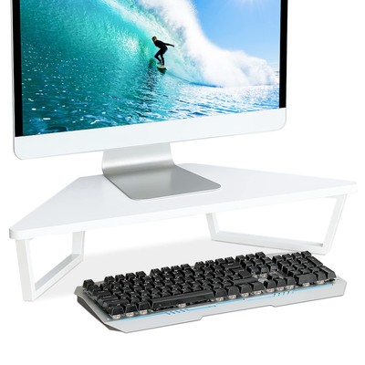 TEAMIX 26'' White Triangle Monitor Stand Riser Desk Corner Shelf Laptop Office...