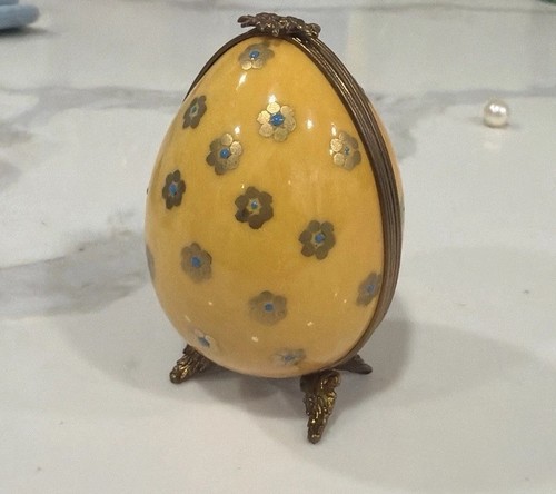 Vintage Limoges France Peint Main Egg Trinket Box Perfume LE 101/2500