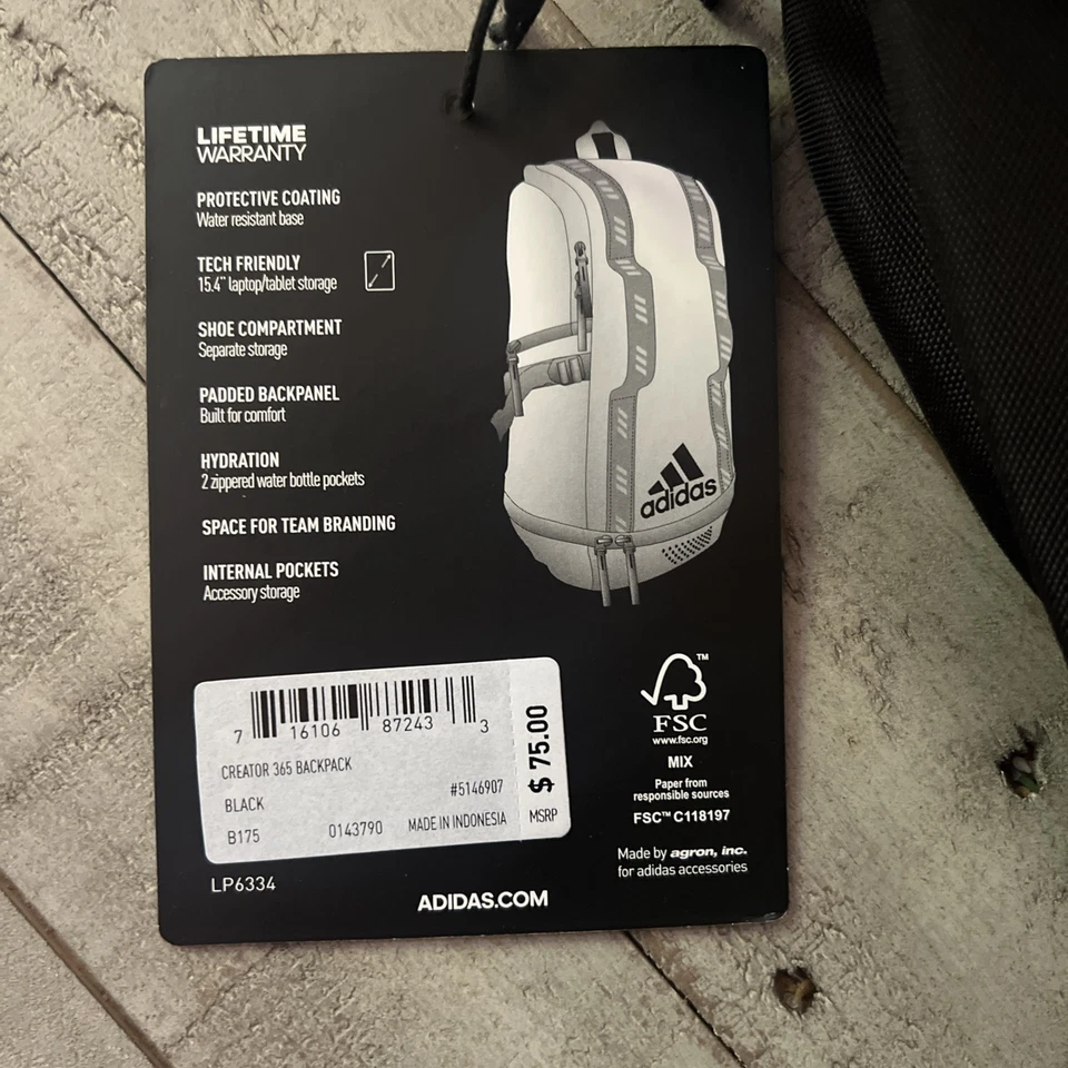 Nueva Mochila Negra Adidas Creator 365 Fútbol/Baloncesto/Fútbol Foto 4 de 4