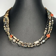 Silpada 925 sterling silver necklace Fiesta sponge coral shell muti strand bead