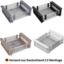  [Ausziehbarer Spülbecken Korb] Geschirr Abtropfkorb Edelstahl größenverstellbar