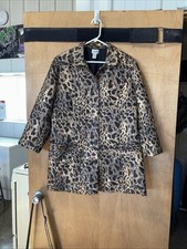 Chicos Animal Print Lined Jacket with Metallic Thread Size 3