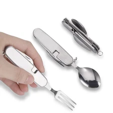 Multi Tool Portable Picnic Camp Spoon Fold Spork Fork Flatware Tableware Knife C