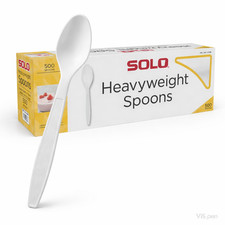 Solo Heavyweight White Plastic Spoons Banquet Quality Strong Bulk 500/1000/2000