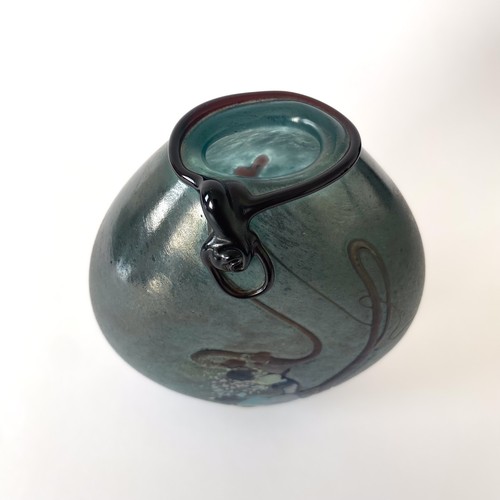 Signed Robert Pierini Blown Glass Vase in Biot, 1986 - Iridescent Blue Overlay - Picture 3 of 22