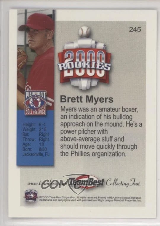 2000 Team Best Rookies Gold Foil Brett Myers #245 RC - Image 2 of 2