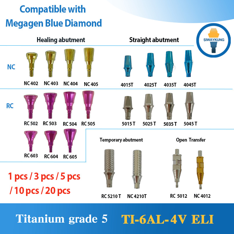 Healing Abutment /Staight Abutment comaptible with Megagen Blue Diamond RC / NC