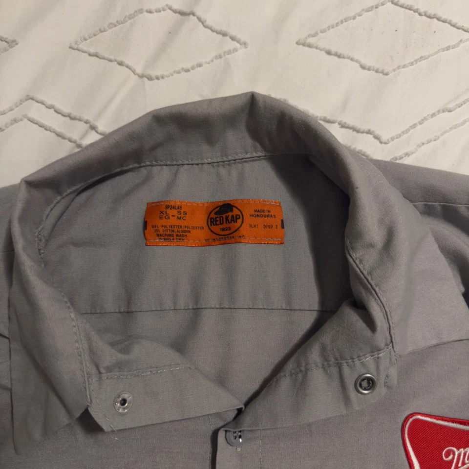 Red Kap Miller Men’s XL Gray Work Shirt Miller High Life Logo - Image 3 of 4