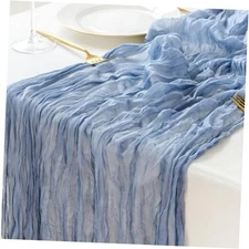  1 Pack Dusty Cheesecloth Table Runner Fall Autumn Decor for Home 10ft 1pc Blue