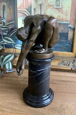 Bronzefigur Mann 28 cm Erotik Bronze Männlicher Akt Athlet Skulptur Figur Male - Bild 1 von 4
