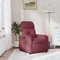 Massagesessel Weinrot Stoff Relaxsessel Elektrisch Klappbar