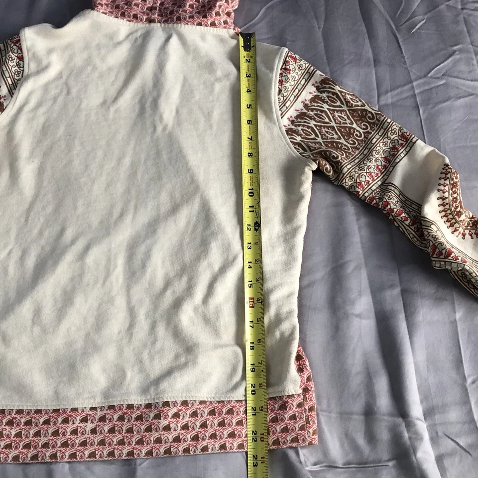 VTG Lucky Brand Y2K Allover Print Hoodie Jacket Sweatshirt M floral Rare Boho - Image 4 of 4