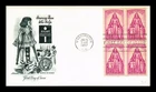 DR JIM STAMPS US COVER POLIO FIGHT FDC SCOTT 1087 BLOCK OF 4 ARTMASTER