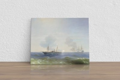 Ivan Aivazovsky''Fight steamer Vesta with the '' Canvas Print Wall Art Home Decor