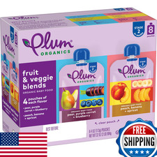 Plum Organics 8-Pack 4oz Organic Baby Food Pouches 6 Months Variety Pack