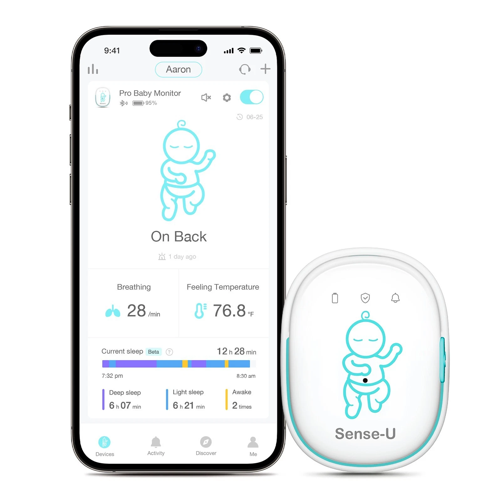 Sense-U Pro Baby Monitor : Tracks Breathing Movement, Rollover, Temperature
Opens in a new window or