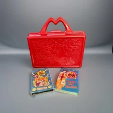 McDonald's Happy Meal Toy 1988 School Lunch Box Red Pencil Case and 2 Cassettes