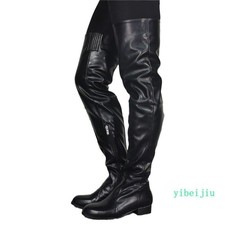 Sexy Womens Shiny Leather Over The Knee Thigh High Bootshoes Low Heel Zip Stage