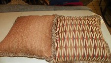 Pair of Rust Beige Burgundy Abstract Print Chenille Throw Pillows 20 x 20