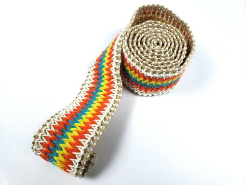 Woven Multicolor Stretch Vintage 2 Inch Trim Sewing Craft 48 Inch Piece Edging - Picture 2 of 7