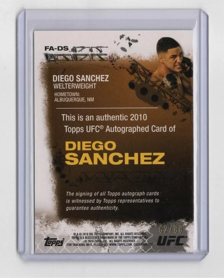 2010 Topps UFC Diego Sanchez Auto Black Onyx Rookie Autograph Nightmare #'d /88 - Image 2 of 2