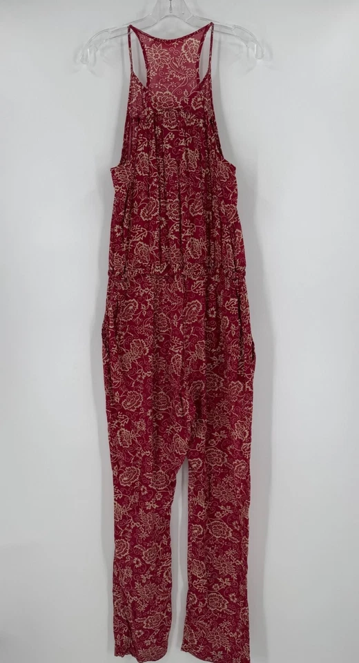 Isabel Marant Etoile Womens Red Floral Cotton Sleeveless Seth Jumpsuit Sz 42 - Image 4 of 4