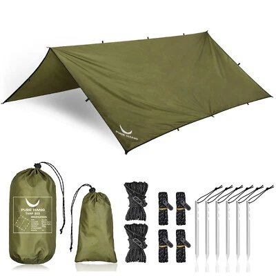 PURE HANG Tarp 3x3 Wasserdicht Sonnensegel Hängematte Outdoor Camping Zelt Plane