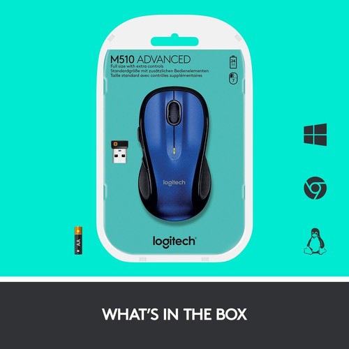 Logitech Mouse Most Comfortable M510 (910-0025333) Wireless - Blue USED - 第 3/10 張圖片