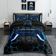 6 Pieces Gaming Bedding Set for Boys Gamer Comforter Set Full Size,Game Controll