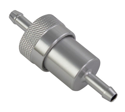 NEU UNIVERSAL MOTORRAD ROLLER INLINE KRAFTSTOFFFILTER 6 mm CNC ALU CHROM