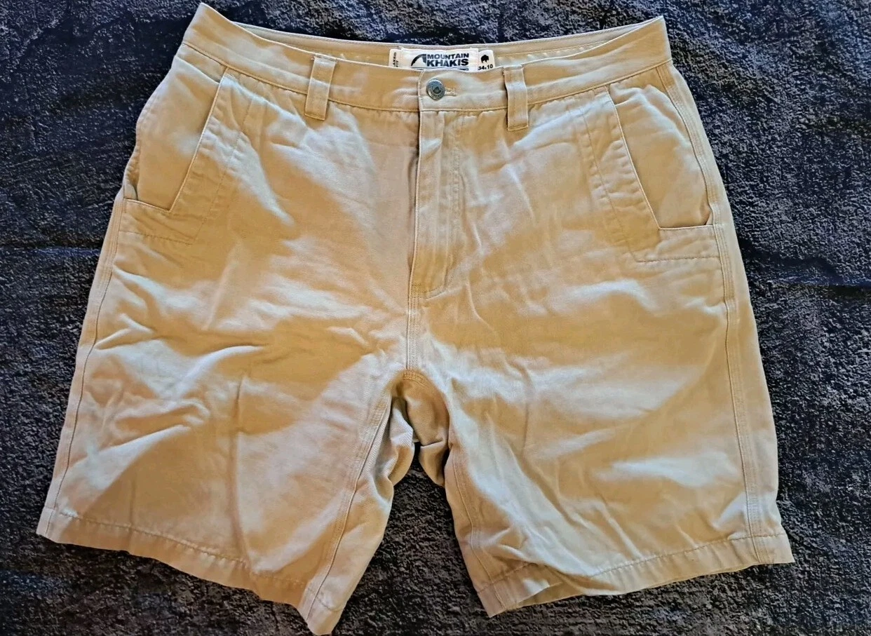 Mountain Khakis Shorts Mens Size 34x10 Tan Khaki Relaxed Fit Teton Twill