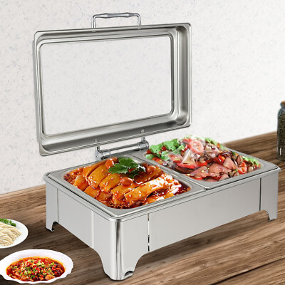 Catering Stainless Chafer Chafing Dish Sets 2 Compartment 9l Electric Heating