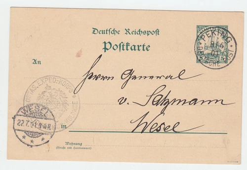 CHINA KIAUTSCHOU 1901 PEKING Deutsche Post to Wesel Germany (c097)
