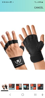 MAVA Open Gym Gloves Padded Weight Lifting Gloves with Wrist Straps Medium