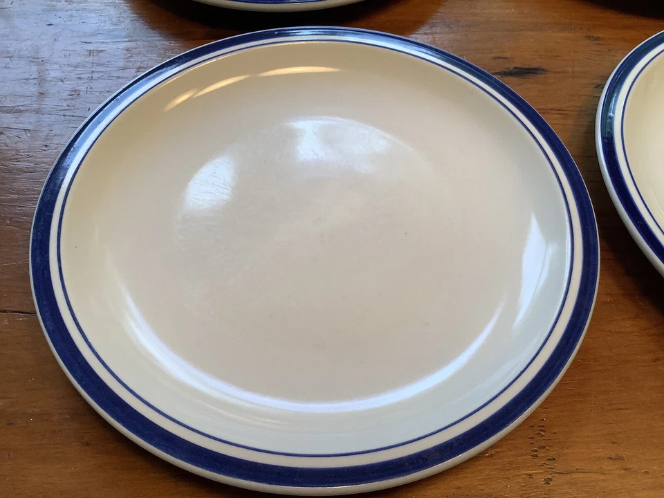 Pottery Barn Club Blue Striped Restaurant Ware Dinner Plates Set Of 5 - Image 4 of 4