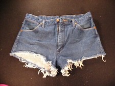 Wrangler Vintage CUTOFF JEAN SHORTS Cut Off High Waisted W 33 MEASURED Hot Pants