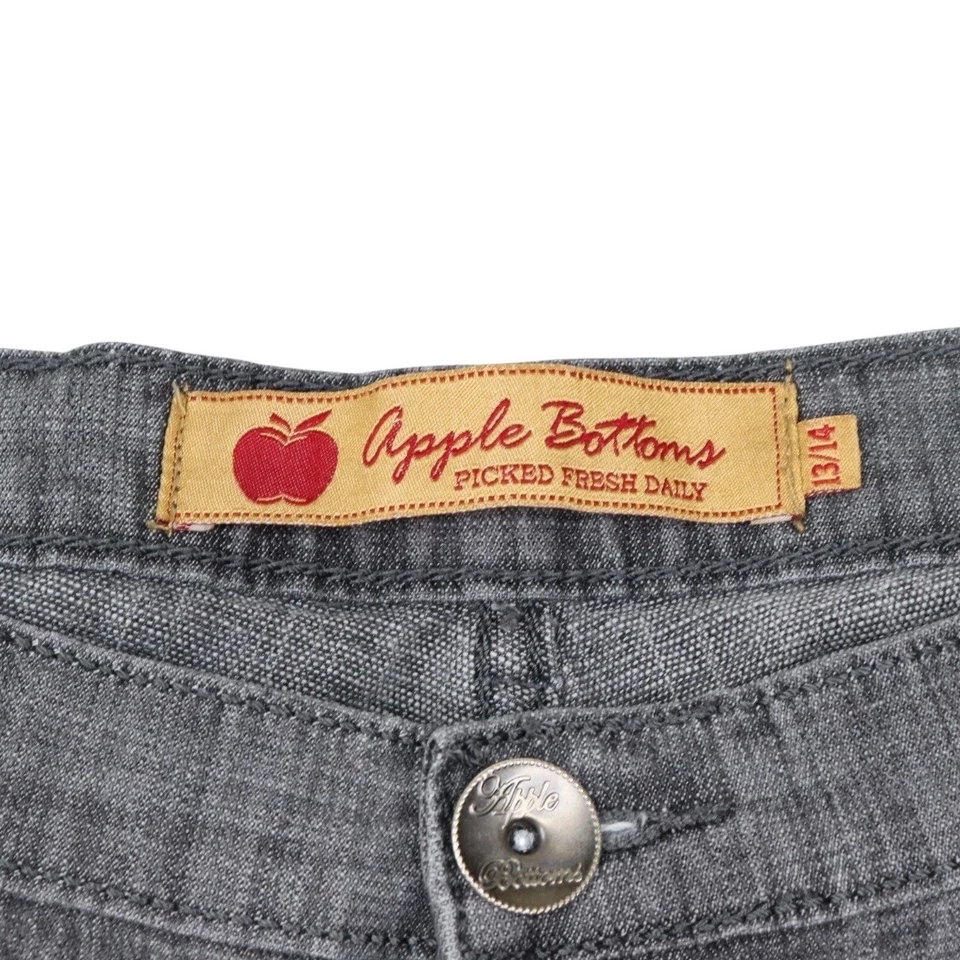 Apple Bottom Jeans Womens Size 13/14 Gray Low Rise Embroidered Rhinestones Zip - Image 4 of 4