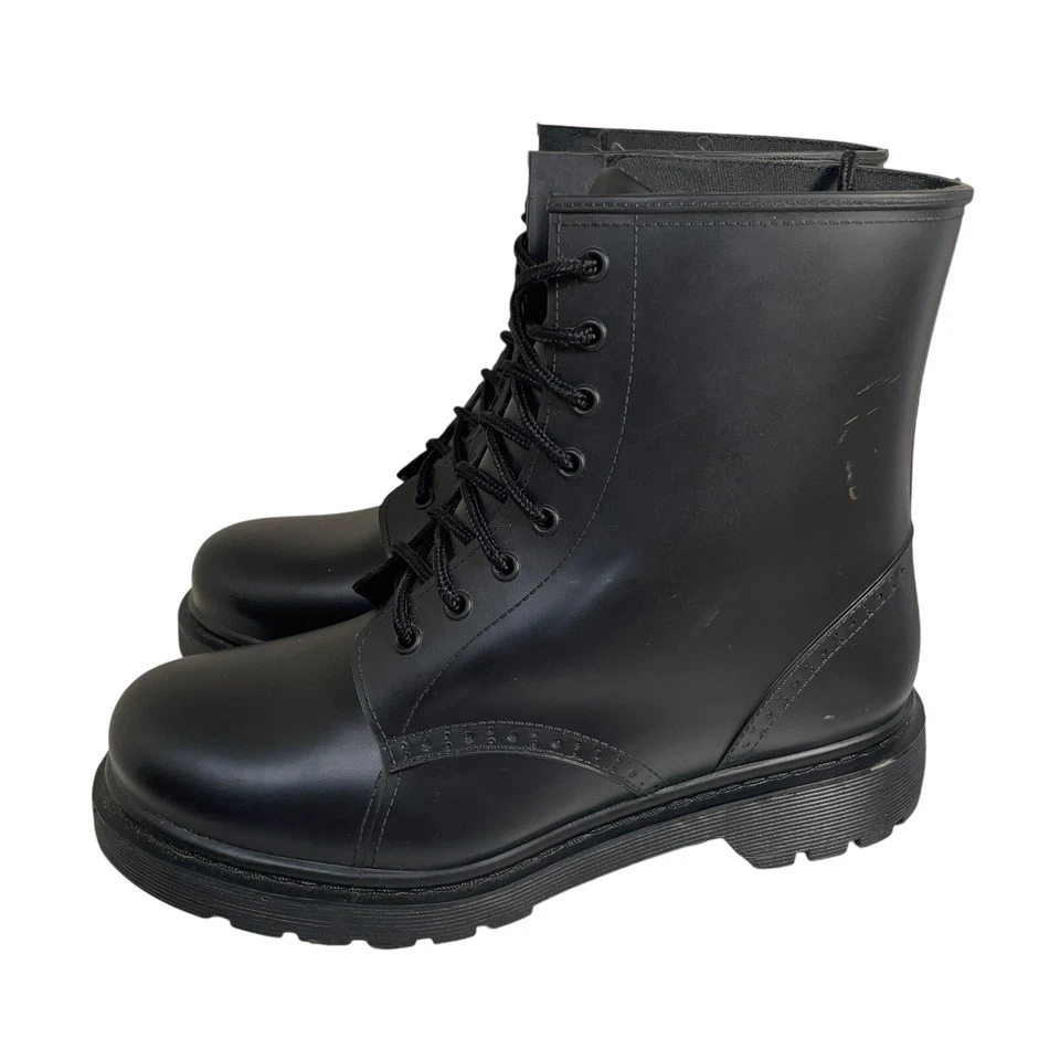 Botas Portland Madden Girl para mujer talla 8 negras de goma impermeables con cordones nuevas Foto 2 de 4