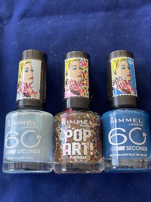 Rimmel 60 Seconds ONE COAT Nail Polish 853Pillow TopCoat, 823 Blindfold Me A28