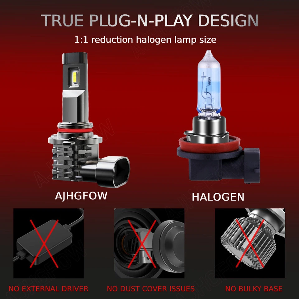 LED Headlight High Low Beam Bulbs White For Buick Century Sedan 4-Door 1990-2005 — 第 4/4 张图片