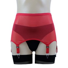 Fashion Open Bottom Girdle Underwear Sheer Mesh Stretchy 6 Straps Garter Belts