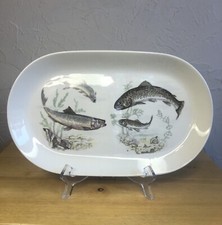 Vtg Kahla HAND PAINTED FISH Oval 13 Porcelain...