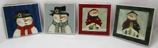 Vintage LRI Cork & Tile Coasters, 4 Christmas Snowman Designs.